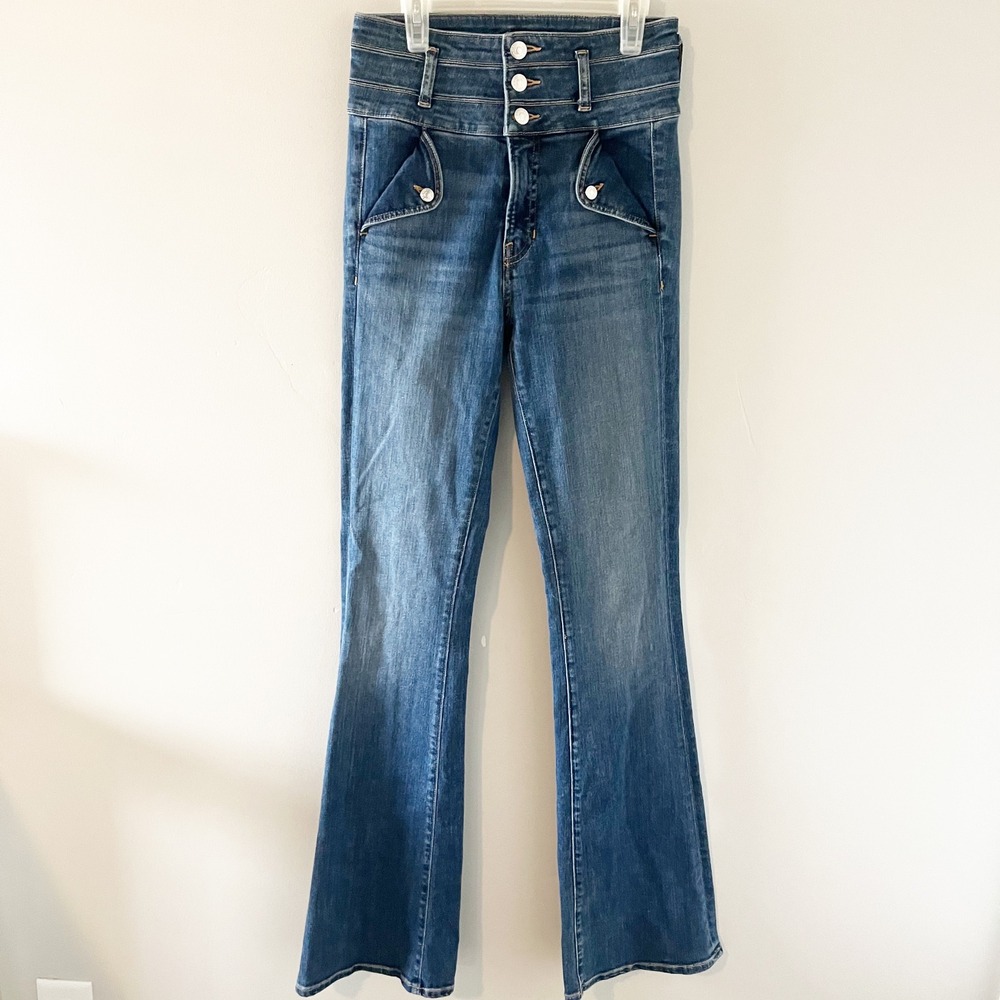 Veronica Beard Giselle Flare Jeans Extra High Rise Nantucket Blue Size 25/0